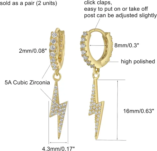 Vista 4 de GOVENUS Pendientes de aro chapados en oro de 14 quilates, delicados y ligeros, con aretes colgantes para mujeres y niñas