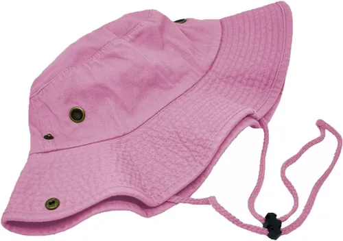 Vista 4 de Glory Max Sombrero de pescador de algodón lavado con correa de barbilla gorra de pesca Sun Safari Boonie Rosa
