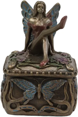 Vista 4 de Ebros - Joyero decorativo Art Nouveau Fantasía Mariposa Mariposa Hada Fae Magical Secret Garden Joyero Hadas Deseando Hadas Coleccionables Pequeña