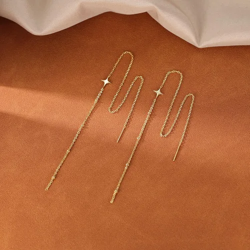 Vista 6 de SLUYNZ Cadena de aretes largos colgantes de plata de ley 925 para mujeres, adolescentes y niñas, cadena de borla, Metal, No es una piedra preciosa