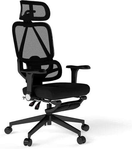 Vista 11 de Silla de oficina ergonómica de malla con reposabrazos, silla de escritorio grande y alta con soporte lumbar, silla giratoria de computadora