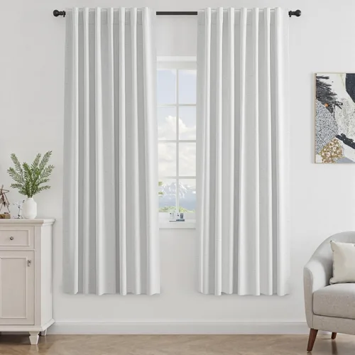 Vista 33 de UHITECH Cortinas opacas de 35 pulgadas de largo para sala de estar, 2 paneles, cortina opaca corta para cocina para ventanas pequeñas, cortinas