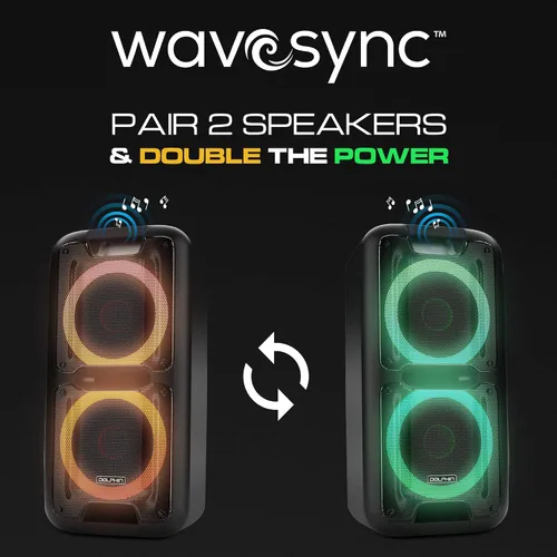 Vista 5 de Dolphin - Altavoz Bluetooth portátil con sonido activado, TWS, potentes X-Bass, woofers duales de 10 pulgadas, batería de larga duración