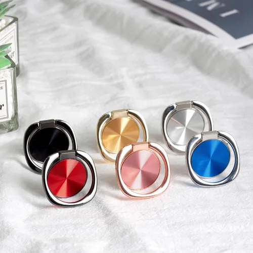 Vista 7 de [Paquete de 2] Soporte redondeado para anillo de teléfono celular con textura de CD, soporte de anillo de dedo de rotación de 360 grados con agarre