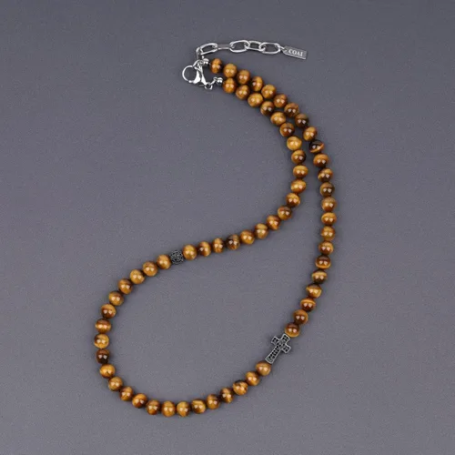 Vista 6 de COAI Collar de cuentas de piedra con cruz de joyería religiosa