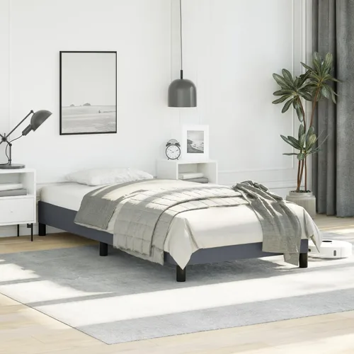 Vista 11 de vidaXL Marco de cama, marco de cama tapizado de plataforma, base de cama doble con soporte de listones de madera para dormitorio, gris oscuro