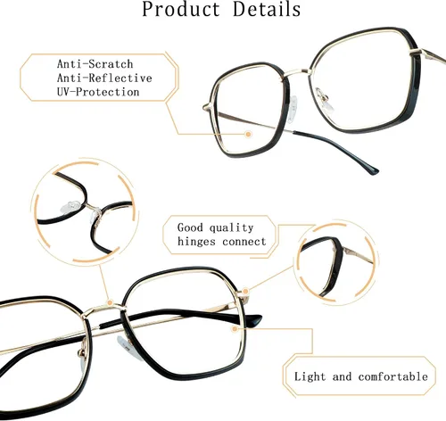 Vista 3 de LifeArt Lentes de luz azul, antifatiga ocular, anteojos de lectura para computadora, gafas de juegos, gafas de TV para mujeres y hombres