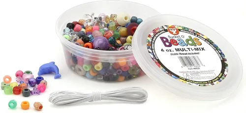 Vista 3 de Hygloss Productos Bucket O'Beads con Hilo-4 oz Multi-Mix, Contenedor (con Elástico, (6826)