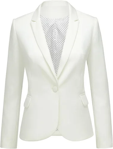 Vista 25 de Luvamia - Chaqueta Blazer para Mujer, de Manga Larga, Cuello con Solapas, Botón de Cuello, con Bolsillos Un nuevo botón negro