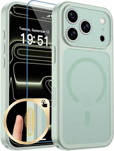 Vista 17 de zapica Funda magnética para iPhone Air, con protector de pantalla de vidrio templado, compatible con MagSafe, translúcida mate, a prueba de golpes