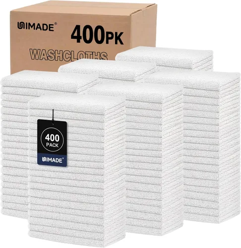 Vista 15 de UNIMADE Paquete de 100 toallas faciales a granel, paños de lavado altamente Blanco