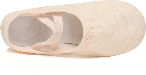 Vista 3 de Danzcue Zapatos de ballet para mujer, lona suave, piel sintética, zapatillas de baile para adultos, ideales para mujeres