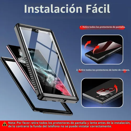 Vista 4 de SPIDERCASE para Samsung Galaxy S22 Ultra, funda impermeable con protector de pantalla incorporado, protección completa, resistente a los golpes