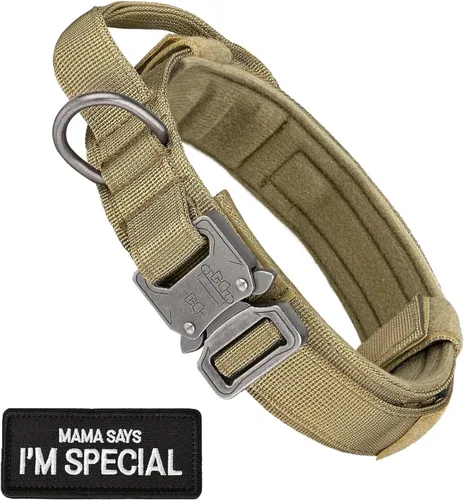 Vista 11 de Collar táctico para perro, collar militar ajustable de nailon para entrenamiento, hebilla de metal resistente, collares tácticos para mediano y Negro