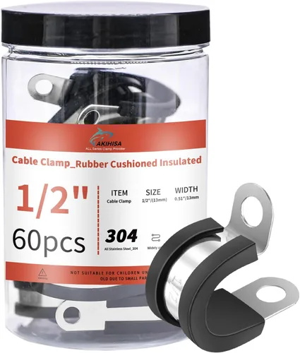 Vista 17 de AKIHISA 12 piezas de abrazaderas de cable de 1-1/2 pulgadas, abrazaderas de conducto de acero inoxidable 304, para cable, tubo, manguera, línea