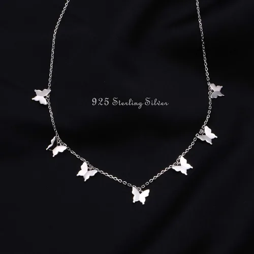 Vista 5 de Gargantilla ajustable de plata de ley S925 con colgante, joyería para mujeres y niñas.