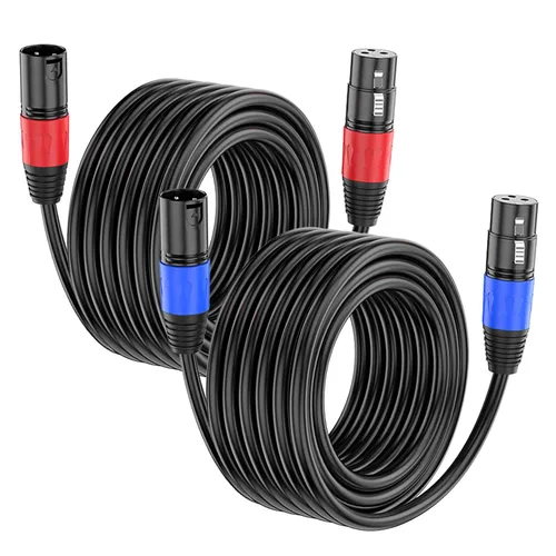 Vista 13 de Paquete de 2 cables XLR de 3.3 pies, cable de micrófono equilibrado de alta calidad con cable XLR de 3 pines macho a hembra, negro, cobre puro