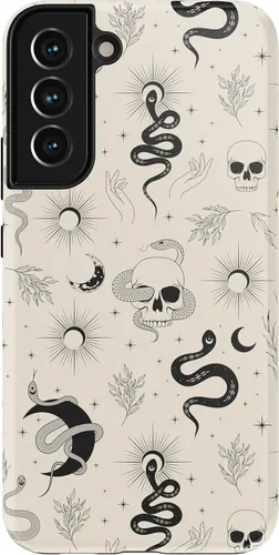 Vista 204 de Casely Funda para Galaxy S9 Postura de cadáver Yoga de esqueleto Diseño protector delgado esencial de doble capa