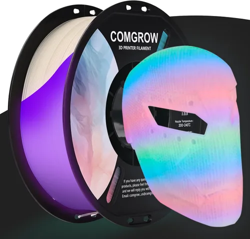 Vista 23 de Comgrow - Filamento para impresora 3D de seda PLA, color dual 2 en 1 negro y verde, filamento PLA para impresión 3D de 1.75mm, precisión dimensional
