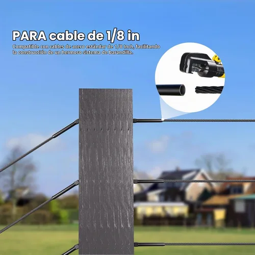 Vista 5 de WAYSKA Paquete de 80 barandillas de cable de acero inoxidable negro de 1/8