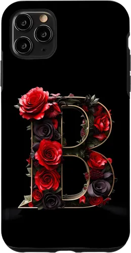 Vista 13 de B Monogram Letter Red Roses Floral Case for iPhone 17