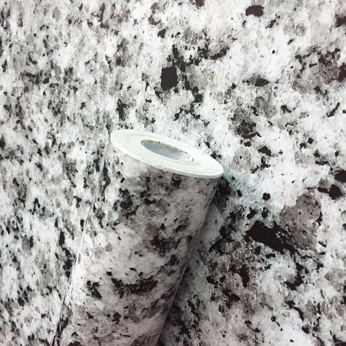 Vista 6 de Moyishi Vinilo autoadhesivo de vinilo con aspecto de granito blanco claro y brillante para encimera