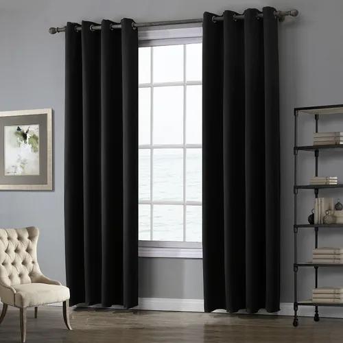 Vista 2 de Cortinas opacas con aislamiento térmico, color negro