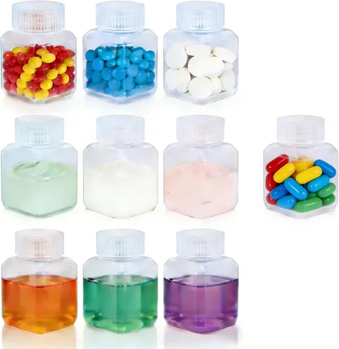 Vista 14 de Botellas de plástico recargables con tapas, botellas de viaje a prueba de fugas de HDPE, contenedores de viaje de grado alimenticio para líquidos