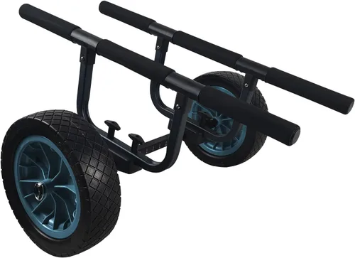 Vista 6 de Carrito de kayak resistente, carrito de canoa ajustable de ancho con ruedas de playa planas de 12 pulgadas