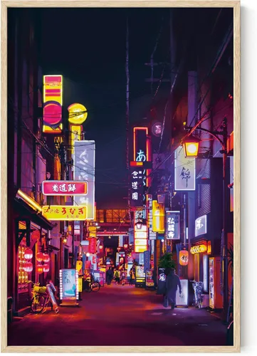 Vista 41 de HAUS AND HUES Póster de Tokio, arte de pared de neón de anime japonés, decoración urbana de luces de ciudad de Tokio, póster genial de Cyberpunk