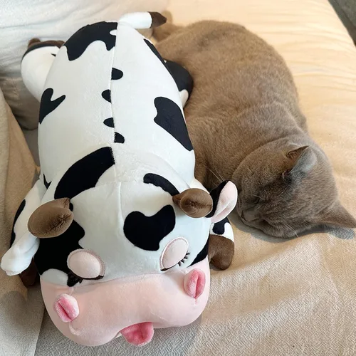 Vista 2 de Almohada de Peluche de Vaca - Vaca de 19.6 Pulgadas Animal de Peluche - Regalo de Cumpleaños, Navidad, San Valentín para Niños, Adultos, Niños, Niñas