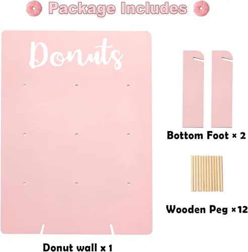 Vista 5 de Soporte de donas para fiesta, tablero de exhibición de madera con capacidad para 9 donas