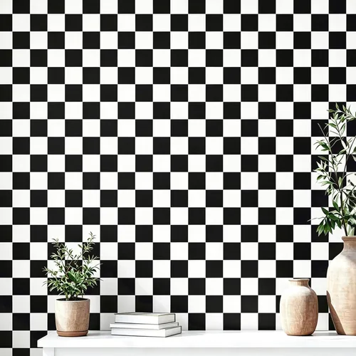 Vista 8 de Decotalk Papel Tapiz a Cuadros Despegar y Pegar para Salpicadero de Cocina Papel de Pared Blanco y Negro Decoración de Tablero de Ajedrez