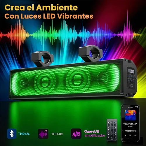 Vista 3 de Barra de sonido UTV de 400 W, altavoces para carrito de golf, Bluetooth, barra de sonido para carrito de golf, altavoz UTV, barra de sonido