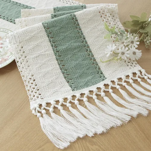 Vista 31 de FEXIA Camino de mesa bohemio para decoración del hogar, 12 x 72 pulgadas, decoración rústica de macramé Beige