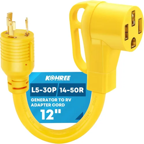 Vista 13 de Kohree Cable adaptador de generador NEMA 5-15P a L14-30R, adaptador de 3 clavijas a 4 clavijas, STW 10 AWG 12 pulgadas, generador macho de 15