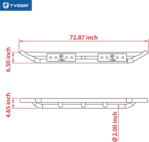 Vista 7 de Tyger Auto Star Armor compatible con Jeep Wrangler JL 2018-2025 de 4 puertas (no compatible con JK) TG-JA2J2288B Rieles laterales Nerf Bars