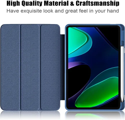Vista 7 de Funda para Xiaomi Pad 6 de 11 pulgadas, carcasa rígida transparente para Xiaomi Pad6 Pro 2023, con encendido y apagado automático, azul oscuro