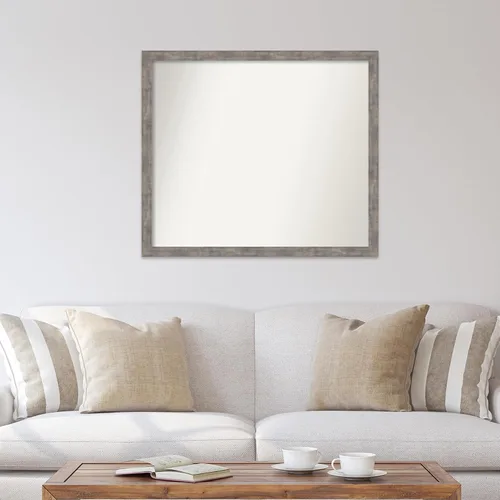 Vista 273 de Amanti Art Silver Bathroom Mirror for Over Sink, 26x35 Custom Made Marred Pewter Rectangle Vanity Mirror, Large Casual Wood Frame, Hangs Horizonally