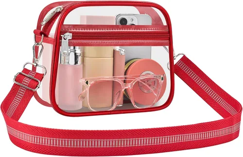Vista 28 de Bolsa transparente para eventos de estadio, bolsa transparente para mujer, bolsa cruzada, correa de hombro ajustable para conciertos, deportes