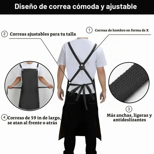 Vista 5 de SHEOMERN Delantal de goma impermeable, 43 pulgadas, antidesgarros, de vinilo resistente, ajustable, más grueso, con espalda cruzada