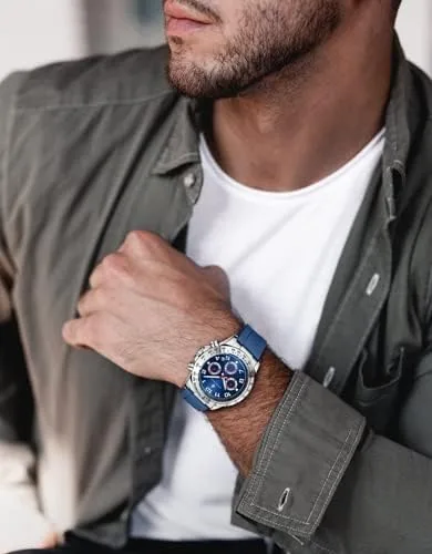 Vista 5 de AKNIGHT Men Watch Watch for Men Chronograph Analog Quartz Waterproof Wrist Watches Fashion Business Classic Watch, Easy Read Dress Watch Auto Date
