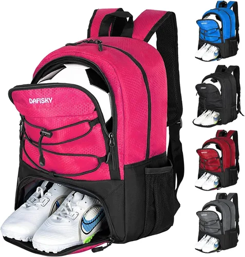 Vista 11 de DAFISKY Mochila de fútbol juvenil – Bolsa de fútbol con zapatos y compartimento para pelotas Bolsa deportiva para baloncesto, voleibol, fútbol