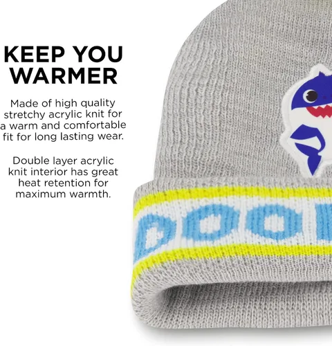 Vista 4 de Nickelodeon Conjunto de gorro y guantes de invierno para niños, gorro de bebé Shark
