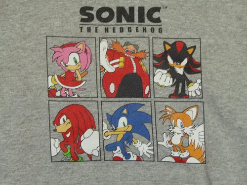 Vista 2 de Bioworld Sonic the Hedgehog Modern Characters Youth Heather Grey Graphic Sudadera con capucha, Gris