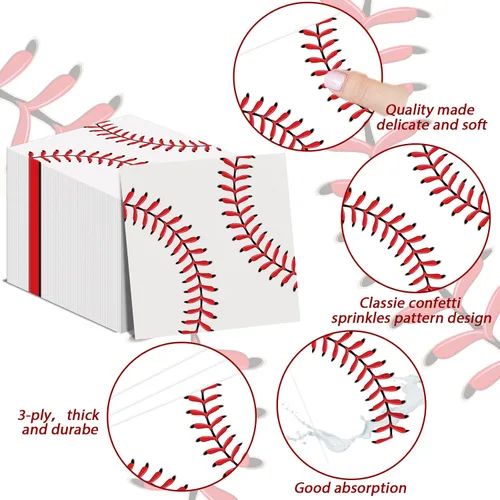 Vista 3 de Servilletas de béisbol para decoración de fiesta de cumpleaños, temática deportiva, servilletas de papel desechables para niños, baby shower