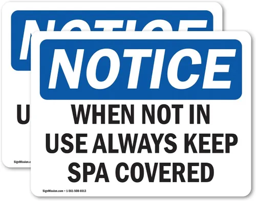 Vista 8 de Letrero de plástico de 10 x 7 pulgadas, con texto en inglés "When Not In Use Always Keep Spa Covered", de 10 x 7 pulgadas, resistente a
