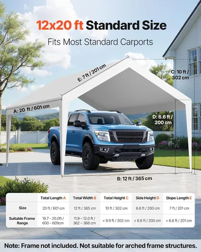 Vista 57 de VEVOR Cobertizo Tienda de Almacenamiento Exterior Portátil Resistente de 6 x 8 x 7 pies, Refugio de Cochera Garaje Impermeable con Puerta Enrollable