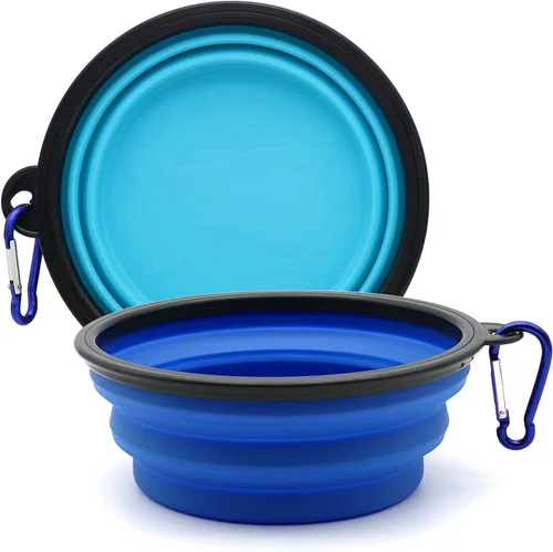 Vista 8 de Paquete de 2 cuencos de viaje para perros pequeños, cuencos plegables para agua para gatos, plato portátil para alimentación de mascotas