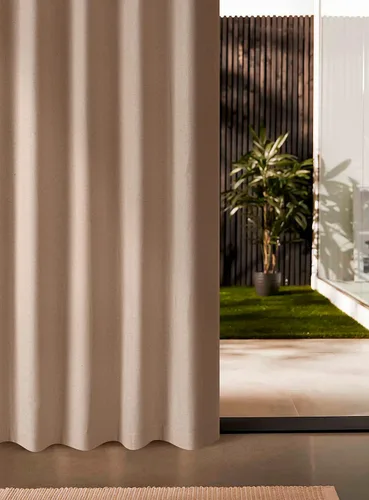 Vista 3 de Cortinas de lino natural – Juego de 2 paneles con pestaña trasera, 50 x 63 pulgadas cada uno, cortinas texturizadas con aspecto de lino para sala